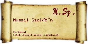 Mussil Szolón névjegykártya